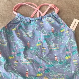 Girls Blue Pink Vineyard Vines Tankini Set Size Medium NWOT